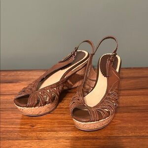 Bass Brown Wedge Sandals